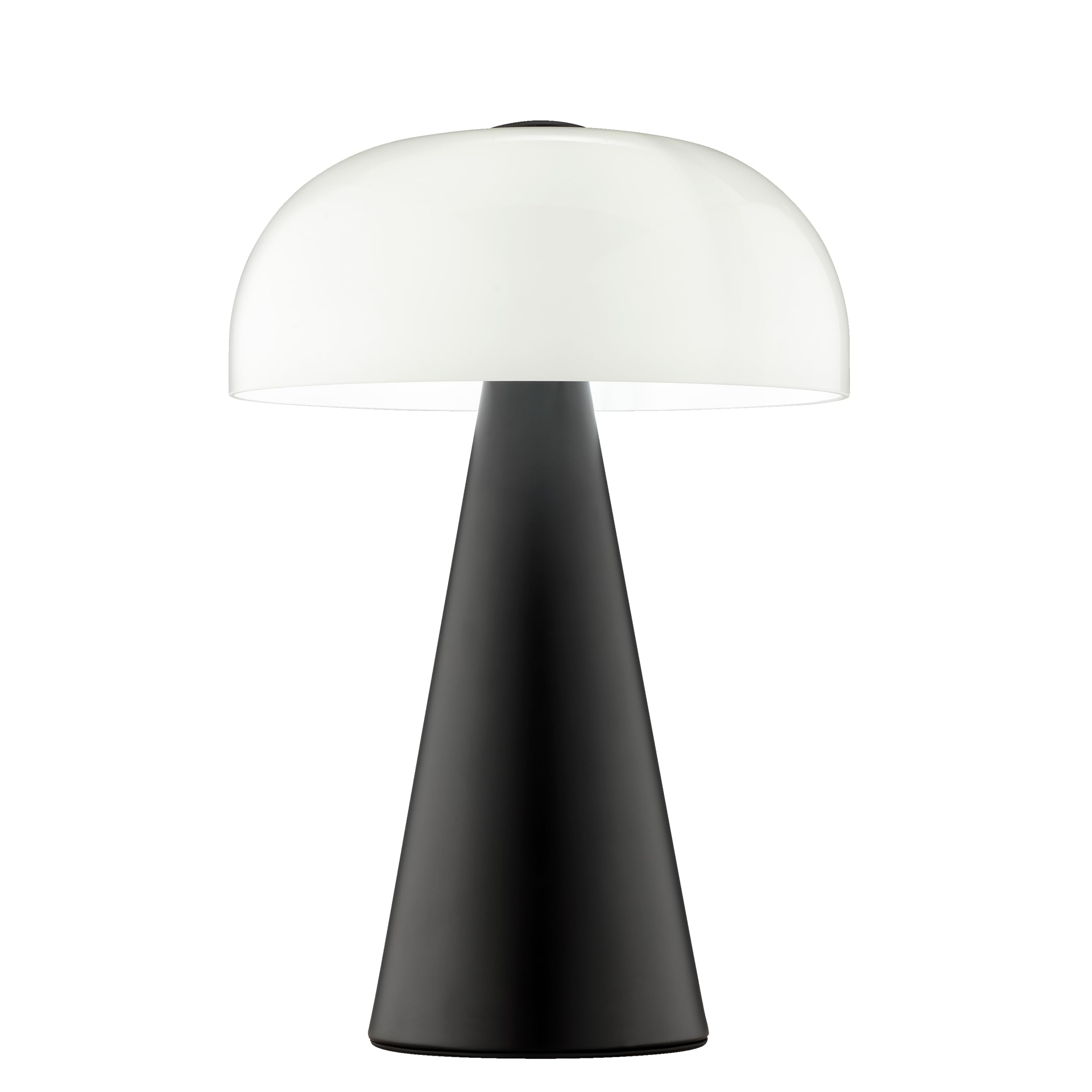 Lightbox Pilz Tischleuchte, E14, Höhe 35 cm, Ø 24 cm, Schalter am Kabel, Glas/Metall, weiß/schwarz, dekorative Nachttischlampe oder Akzentleuchte im Retro Design