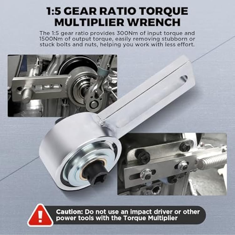 Engine Crankshaft Belt Pulley Removal Tool Compatible for Ford 1.0 & 2.0 Ecoboost/Duratec Torque Multiplier Tool with 21mm and 24mm Socket Crankshaft Pulley Tool 1:5 Labor Saving,1/2 Drive 1500Nm
