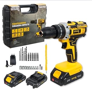 Furadeira parafusadeira impacto sparkbr amg-pr01 21v 26 acessorios 2
