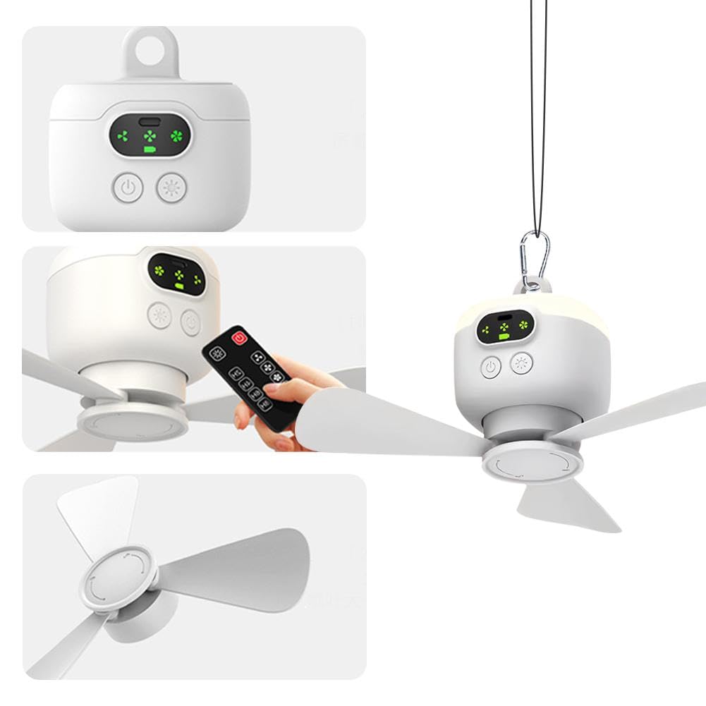 Luce da campeggio a LED con ventilatore, ventilatore da campeggio ricaricabile tramite USB con luce e power bank | Leroy Merlin