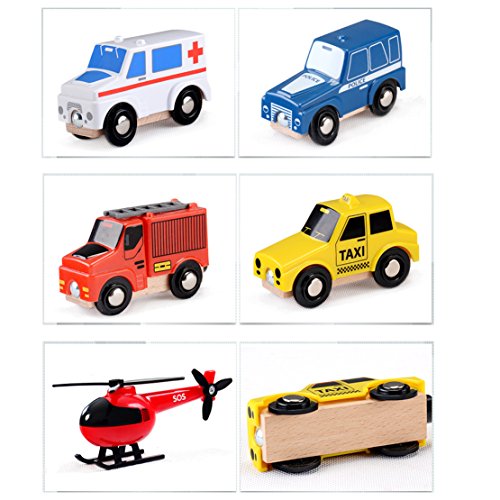 image for Moombike Wooden Toy City Cars and Emergency Vehicles Play Set Collecti