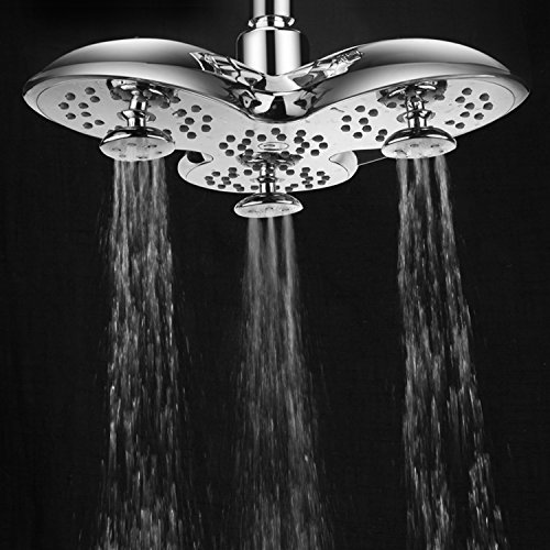AQUA SPA 1240 High-power 9.5" Rainfall Showerhead with Individual Angle-adjustable Swivel Jets