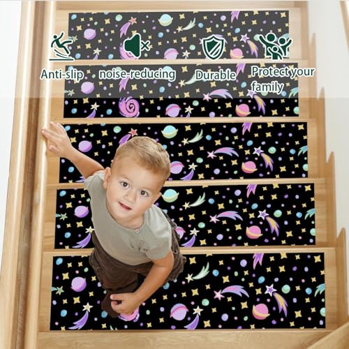 Alfombra para escaleras de diseño elegante negro autoadhesiva de alta resistencia 4