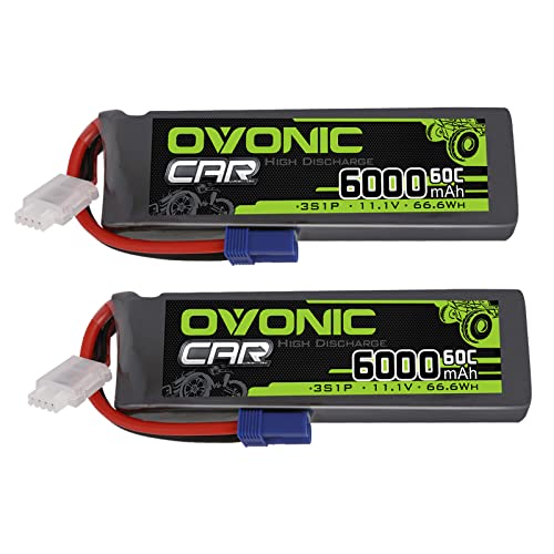 OVONIC 3S 6000mAh 11.1V 60C LiPo Battery (2 Pack)