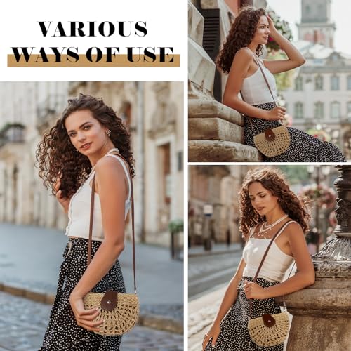 Image of LEVOTIER Woven Straw Crossbody Bags for Women - Handmade Casual Beach Purse