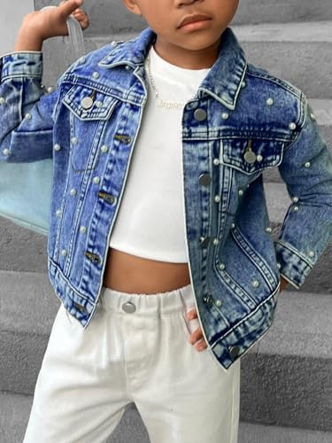 Image of WDIRARA Toddler Girl's Collared Long Sleeve Button Front Ripped Denim Shirt Jacket