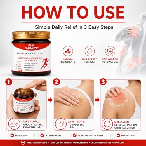 Image of Japanese Instant Pain Relief Soothing Massage Gel | Reduces Pain For Back, Neck, Shoulders & Knees | Fast Absorbing & Cooling Boosts | Enriched with Mugwort Oil, Camphor & Lactic Acid Rice Water (Pack 2 - 200g)