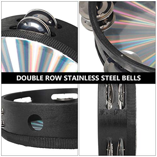 ARTIBETTER Pandeiro Radiante de Madeira Dupla Fila Jingle Pandeiro Sino de MÃ£o PercussÃ£o Instrumen