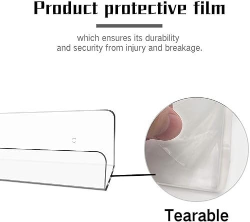 Miniatura 5 de Estantes de pared de acrílico transparente de 15 pulgadas repisa flotante versátil para libros, decoración y almacenamiento, ideal para sala de