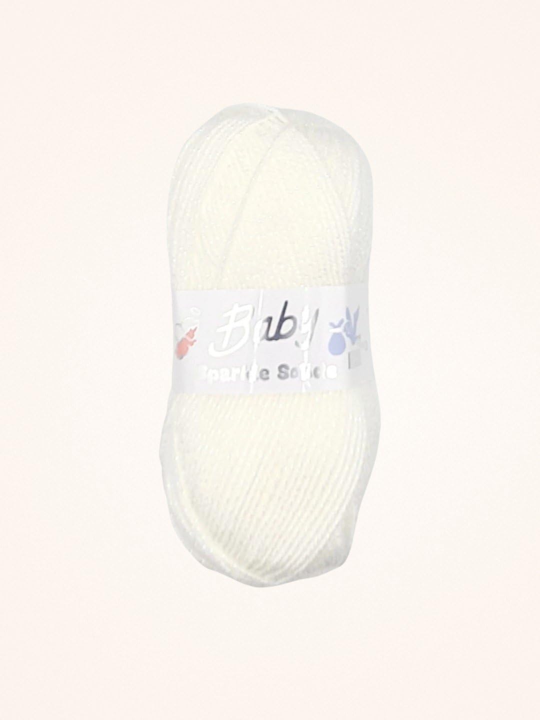 WoolCraft Baby Sparkle Solide DK Knitting & Crochet Yarn, Great Value Yarn Available in Pastel Shades with Added Sparkle, 95% Acrylic & 5% Lurex, 230 Metres, 100g Balls, Pack of 3, White โ image 1