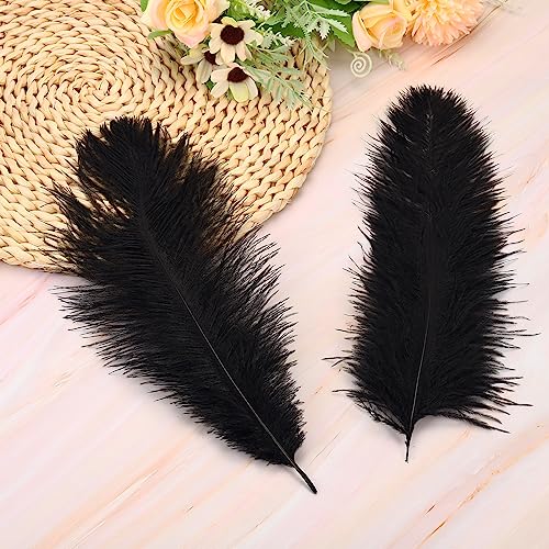 PATIKIL 120 Pcs Natural Black/White Ostrich Feathers for Wedding Party Centerpieces Flower Arrangement and Home Decoration (Black) - Image 3