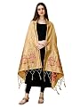 DEVANGI Women's Woven Paithani Banarasi Silk Dupatta/Chunni For Women, Animal Print 1 Meter Wide and 2.3 Meter Length Pr