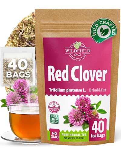 40 Bags Red Clover Herb Tea (Trifolium Pratense) &ndash; 40 Count 1.5g Herbal Bags Tr&eacute;bol Rojo