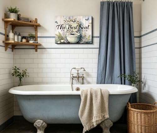 Image of Frimeeme Framed Funny Bathroom Canvas Wall Art,12x16 in