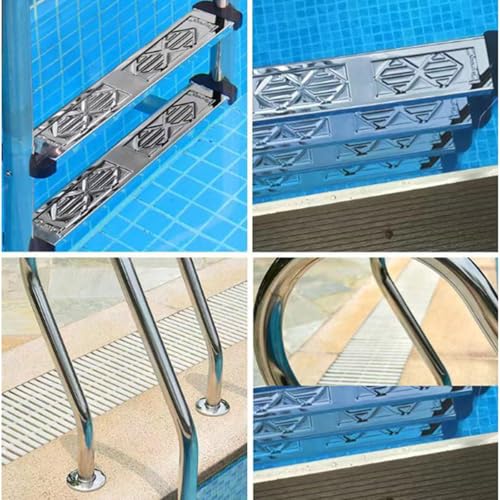Escalera mecánica de piscina de acero inoxidable, escalera de seguridad de 5 escalones para piscinas subterráneas y parques acuáticos, mejora la seguridad y accesibilidad de la piscina