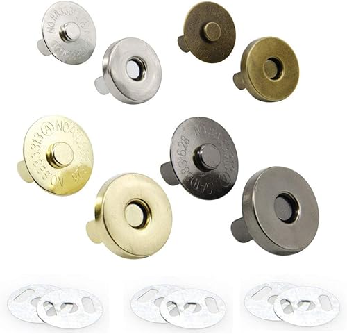 Cierres magnéticos de botón a presión para costura, manualidades, bolsos, ropa, cuero 40 juegos (0.709 in-4 colores)