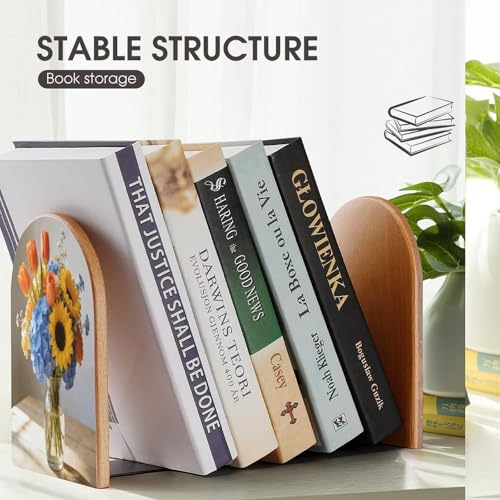 Sujetalibros decorativos Ambrosia con motivos florales de madera premium y metal de alta densidad 8