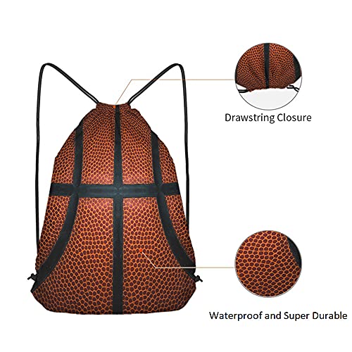 Beabes Basketball Drawstring Bags Backpack Bag Game Leather Texture Spot Sport Red Black Color Team Popular Art Cool Ball Sport Gym Sack Drawstring Bag String Bag Yoga Bag For Men Women #TOP4