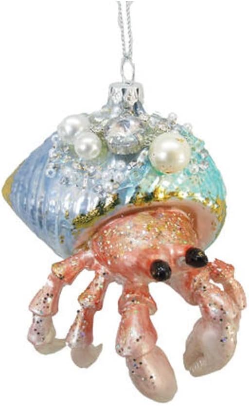 D D December Diamonds Hermit Crab Glass Christmas Ornament