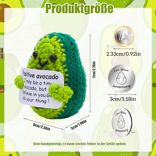 Camptrip Positive Kartoffel Avocado, Pocket Hug Avocado, Kreative Puppe, Mutmacher Geschenk, Glücksbringer Prüfung Geschenk mit Positiver Energiekarte, Motivationsgeschenke