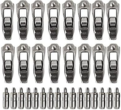 16Pcs 53021077 Valve Lifters & 16Pcs 53020742 Engine Rocker Arm Fits for 1999-2004 Grand Cherokee WJ 4.7L V8
