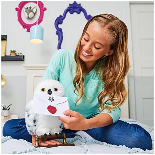 WIZARDING WORLD HARRY POTTER - HEDWIGE ENCHANTÉE - Peluche Interactive Chouette Hedwige 30 Cm Avec Accessoires - Tête et Ailes Qui Bougent - Sons et Mouvements - Jouet Enfant 6 ans et +