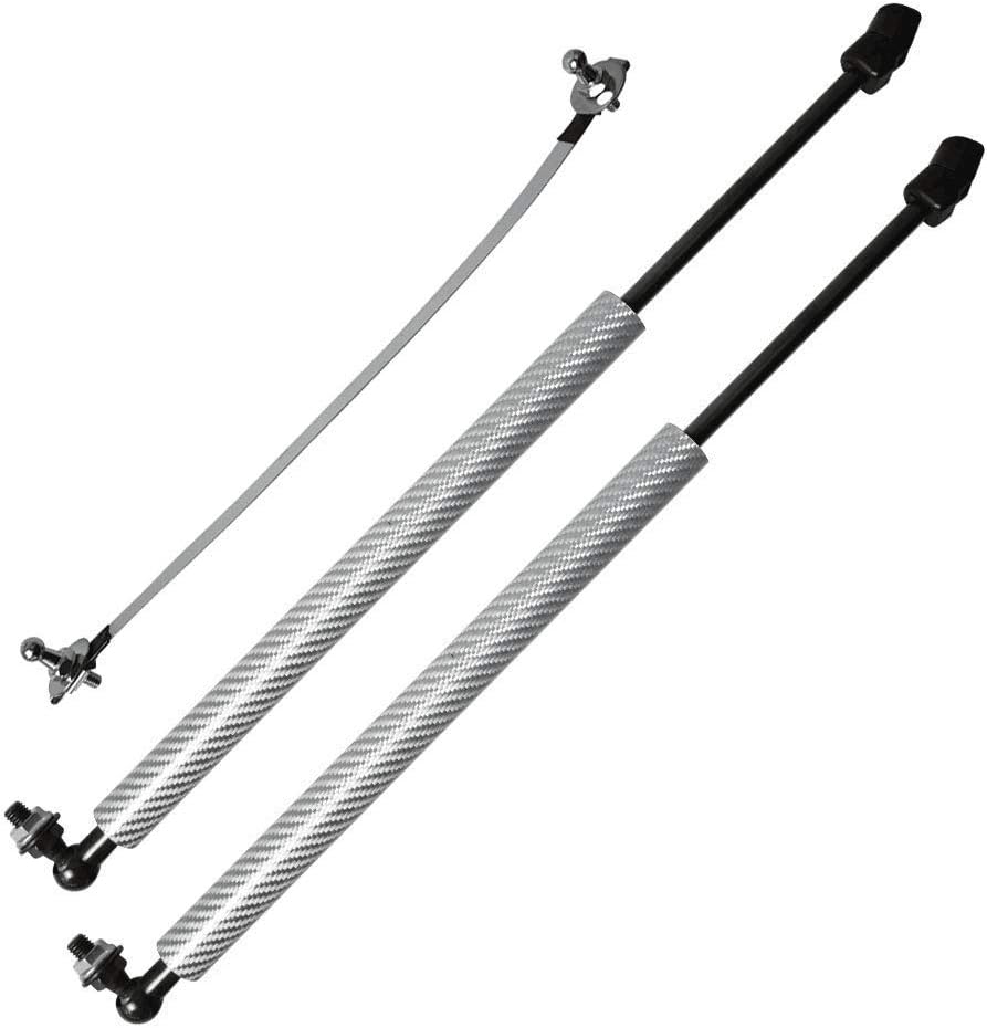 Lift Support Struts for Peugeot 208 (CA/CC/CR) 2012-2019 Modify Front Hood Bonnet Gas Spring Shocks Damper Carbon Fiber Prop Rod (Silver Carbon Fiber)