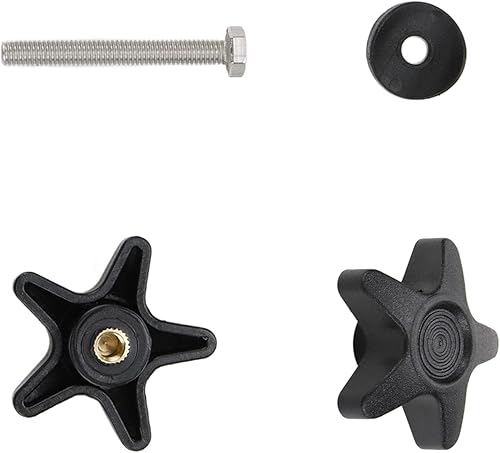 Miniatura 4 de Wealrit Perillas de ajuste de brazo de repuesto para piezas de rodillos, perillas de estrella negra con tornillo M6 y arandelas