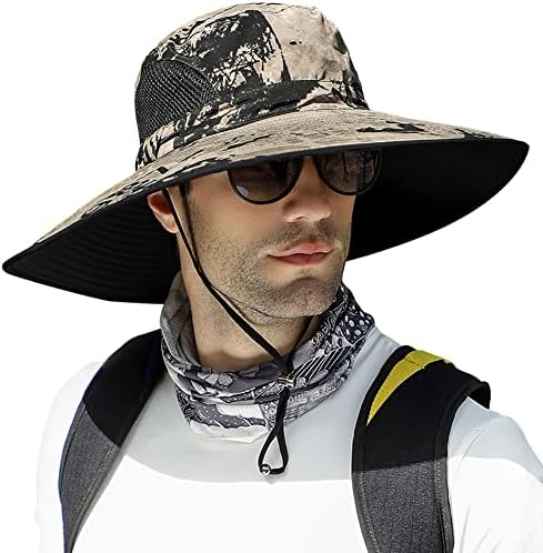 【Oversize XXL&Wide Brim】 Sun Hats for Men, 【UPF50+Waterproof】 Fishing-Hat Boonie Bucket for Hiking Safari Beach Garden