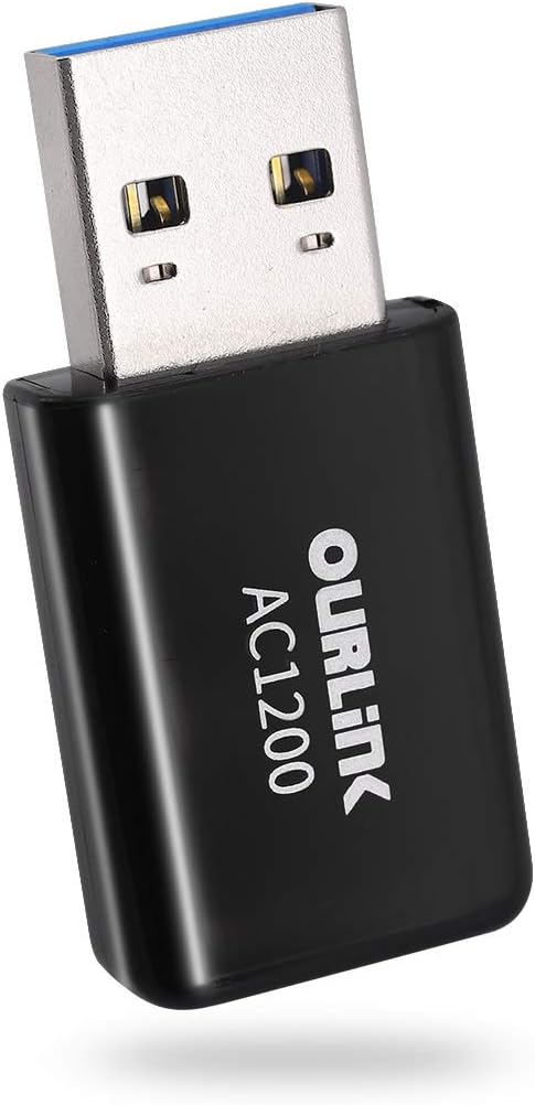 OURLINK Wireless USB 1200Mbps USB WiFi USB 3.0 Dual Band (2.4GHz/300Mbps + 5.8GHz/867Mbps) 802.11ac/b/g/n WiFi Adapter PC/Desktop/Laptop, Support Windows 10/8.1/8/7, Mac OS 10.6-10.15