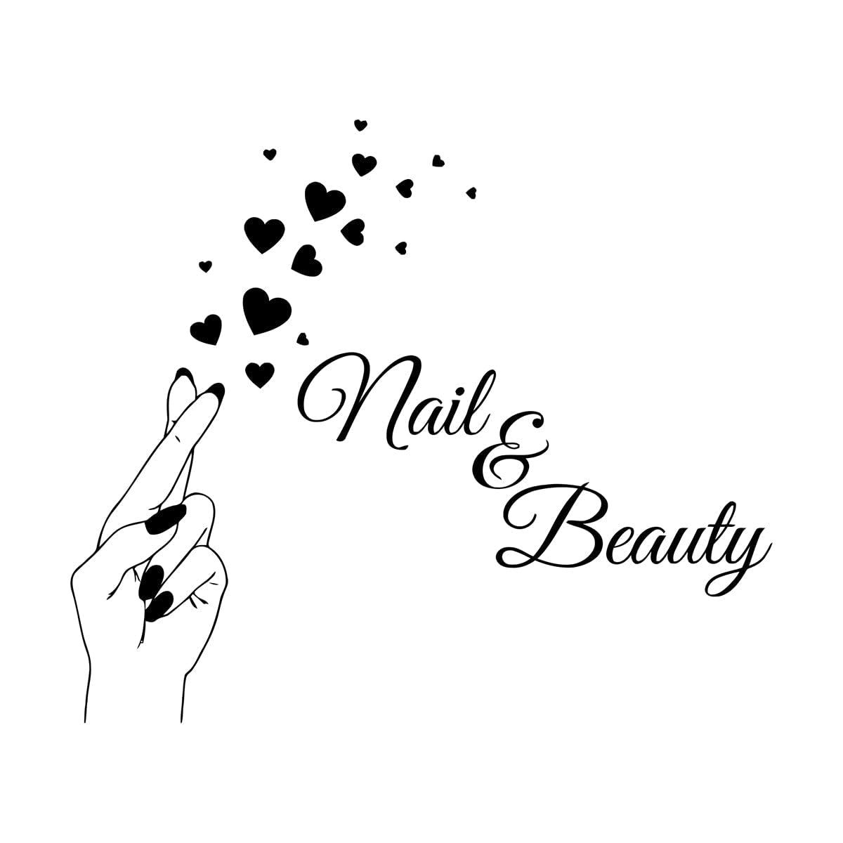 Nail Beauty Hand Heart Wall Sticker Barber Shop Nail Art Design Manicure Salon Wall Window Decal Vinyl Shop Salon Extra Large - 87x51cm โ image 1