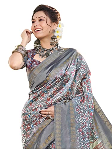 Image of AKHILAM Women's Silk Blend Banarasi Saree With Unstitched Blouse Piece (KASAVU201 HS Parent)