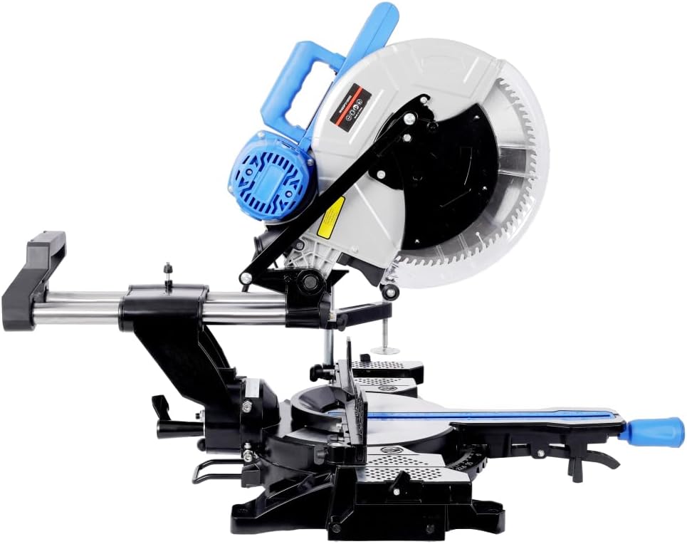 12inch Dual Bevel Sliding Miter Saw with Laser Guide, 80T Blade,0-45° Bevel,15Amp Miter Saw with Extension Table,4.2x13in Cutting Capacity,ETL certificate