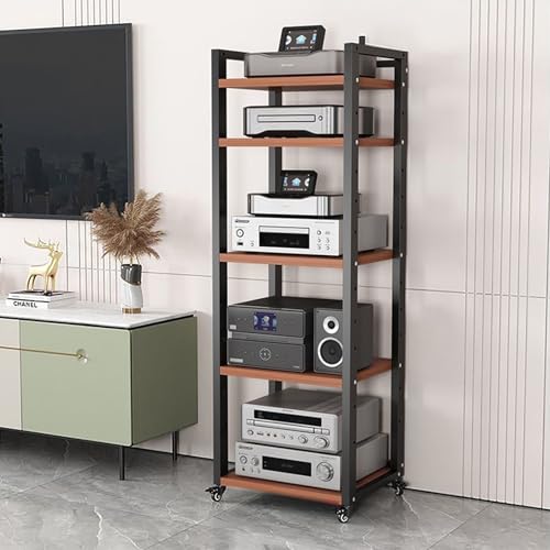 Support multimédia AV avec roulettes meuble hi-fi 5 niveaux pour platine et ampli