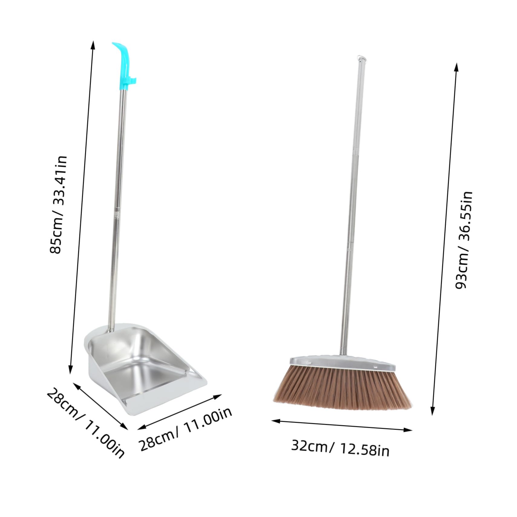 Didiseaon Ergonomic Handle Broom Dustpan Set Brush and Dustpan Set for Home Office Retail Sturdy Cleaning Tools