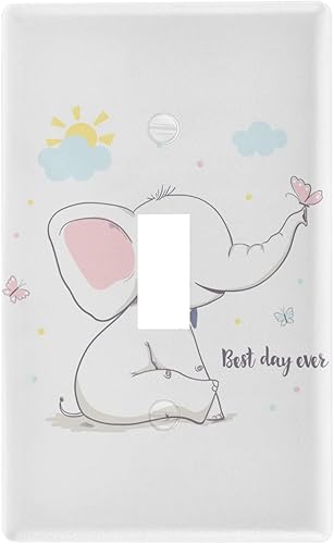 Miniatura 1 de Cute Elephant Baby Play With Butterfly In Sunny Day Toggle Switch Cover Switch Plate 2.9" X 4.6" Light Outlet Wall Plate Decoration Wallplate Cover