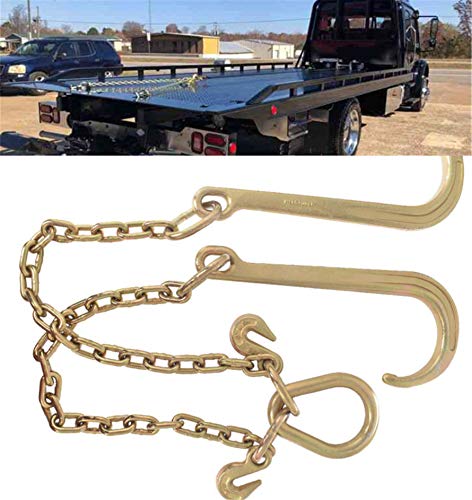 Munirater 5/16 In X 2 Ft Grade 70 Tow Chain 15 J Hook And T Hook Mini J Hook Recovery Wrecker Axle Tow Truck Chain #TOP5