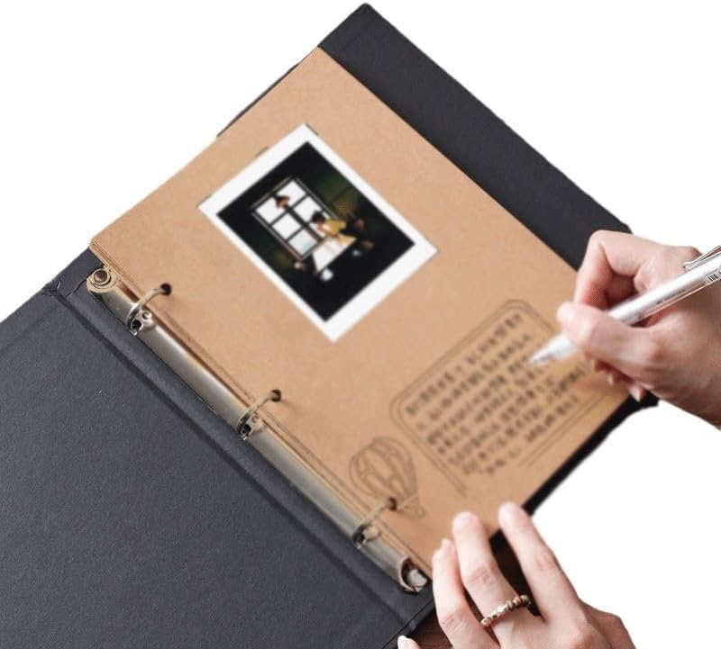 Travel Growth Commemorative Book ﻿ Loose Leaf Kraft Paper Creative Handmade Photo Album Commemorative Album Applicable to photos, receipts, star cards, etc(17 * 23 * 4cm)