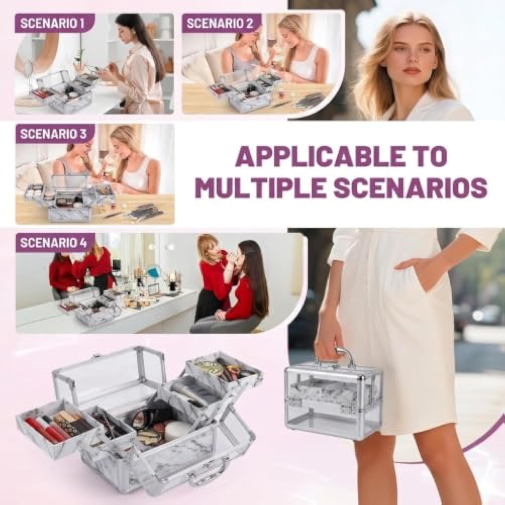 Clear Acrylic Makeup Storage Box with Fold Out Trays
