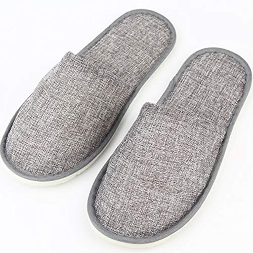 FEIYABDF 10 pairs Disposable Slippers Spa Slippers, Closed Toe for Men and Women, Non-Slip Slippers for Hotel, Home, Guest Use. (Grey)