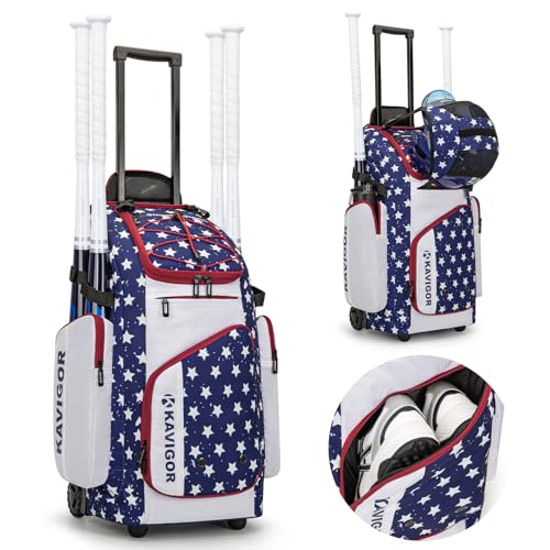 KAVIGOR 60L Rolling Baseball Bag