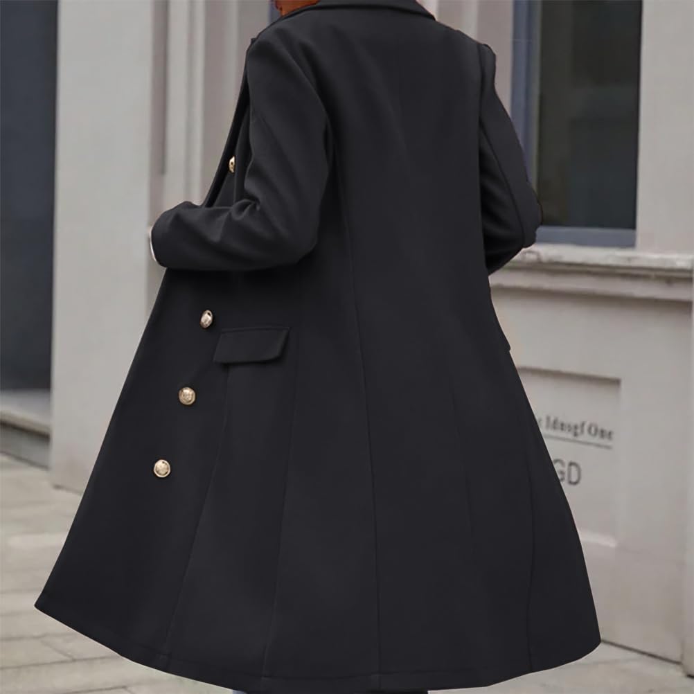 IDEALSANXUN Womens Long Wool Coat for Women Fall Winter Trench Coat Trendy Jackets - Image 5