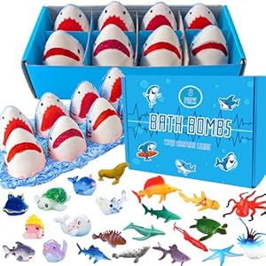 Shark Bath Bombs for Kids with Surprise Inside SEA Animals – Natural and Safe Bath Bombs Gift Set for Girls & Boys – Multicolored Organic Bubble Bath.