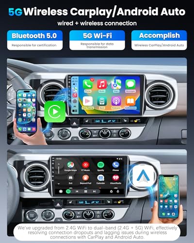 Image of 12 Core Radio Stereo Replacement Upgrade for Toyota Tacoma 2016-2022: 10.2 Inch IPS Touch Screen Head Unit with Wireless CarPlay Android Auto Bluetooth GPS WiFi DSP, 6GB RAM 128GB ROM Audio System
