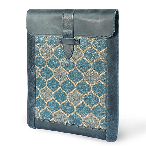 Londo Genuine Leather Keyboard Tablet Sleeve Case for 12.9" Tablets - Top Grain Leder - Secure Closure, Blue