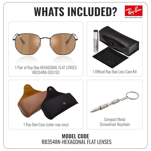 Image of Ray-Ban RB3548N HEXAGONAL FLAT LENSES Square-Round Shape Sunglasses for Men & Women with Official Eyewear Kit