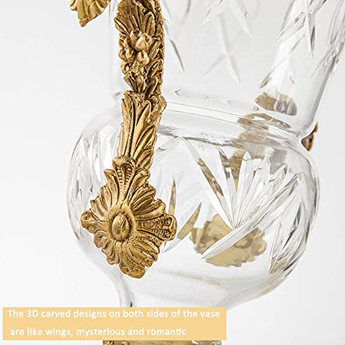 Trofee-Vormige Kristallen Glazen Bloemenvaas, Vintage Koperen Ingelegde Tulpenvaas, Woonkamer Studie Eettafel Licht Luxe Decoratie, Uniek Cadeau - Afbeelding 7