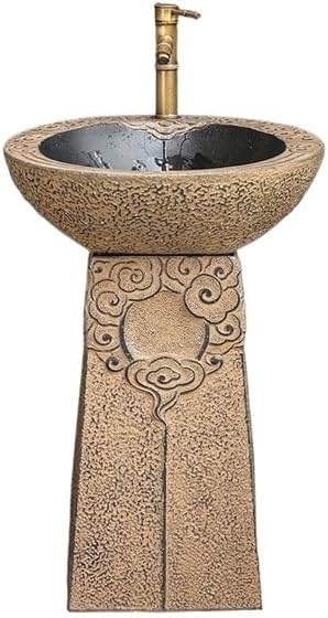 Bathroom Countertop Vessel Sink Courtyard Sink Floor-standing, Garden Outdoor Wash Basin Pedestal Pedestal Sink Vanity