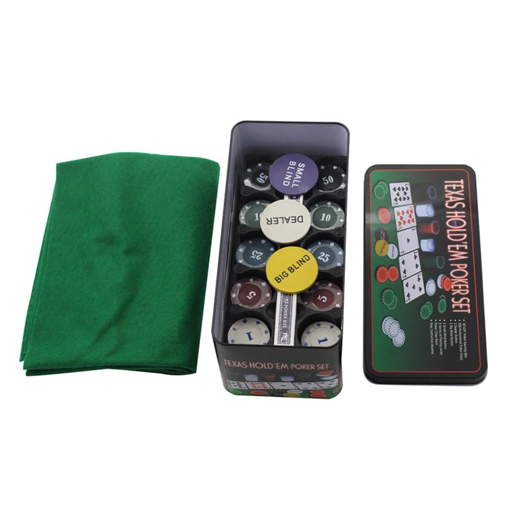 Cartes à Jouer 200 pièces Ensemble de Poker et Blackjack avec Étui en Fer Portable