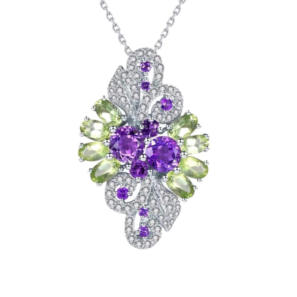 Collier en améthyste véritable et argent massif de haute qualité - 7